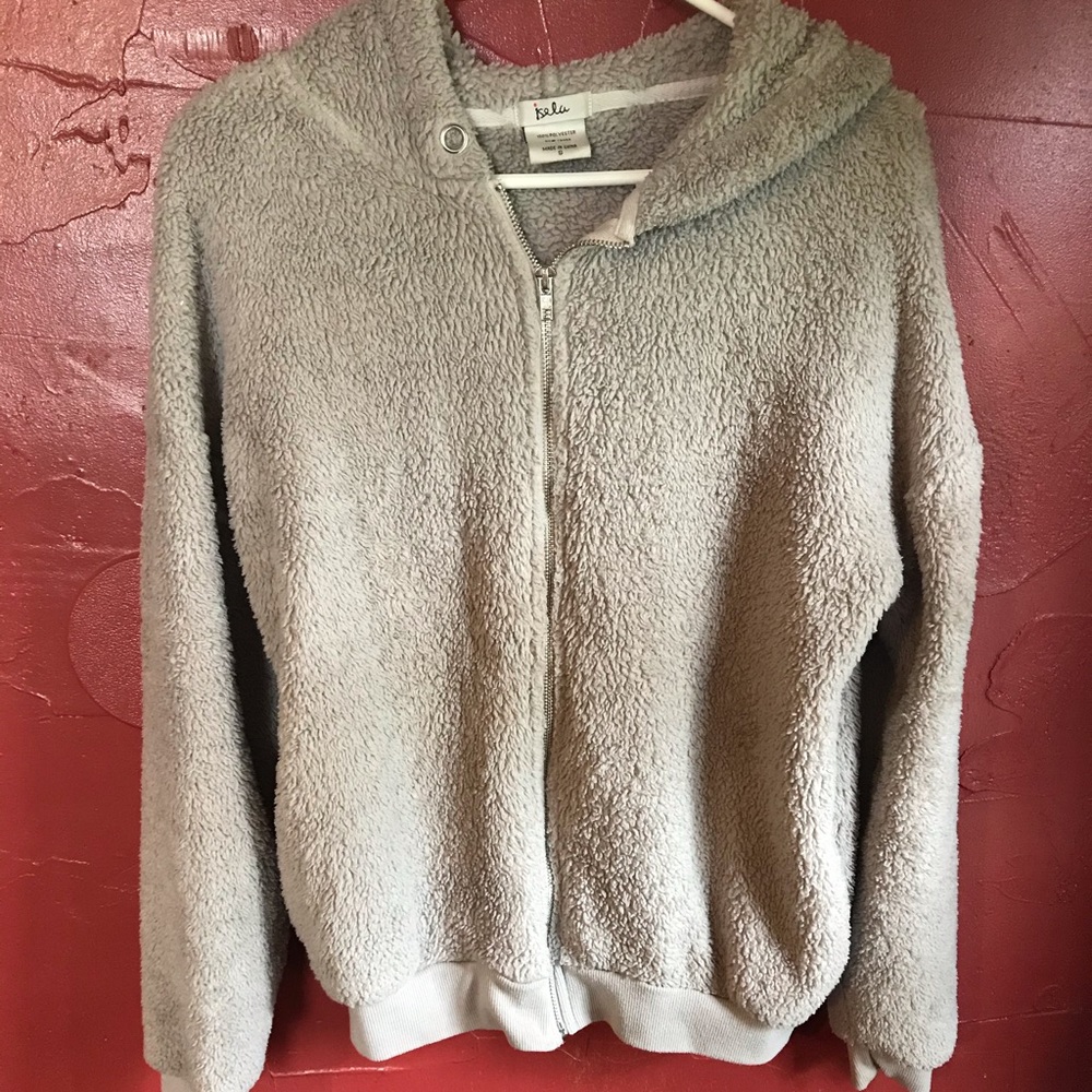 Grey fluffy teddy jacket